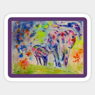 Mother and Baby Elephants Sticker